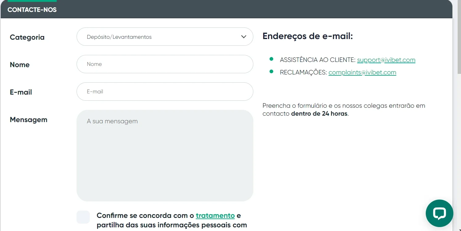 imagem formulário email IVIBET