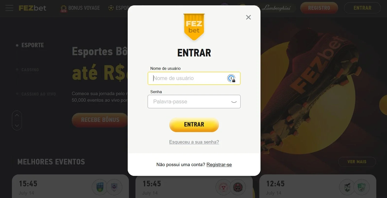 Faça login na sua conta Fezbet