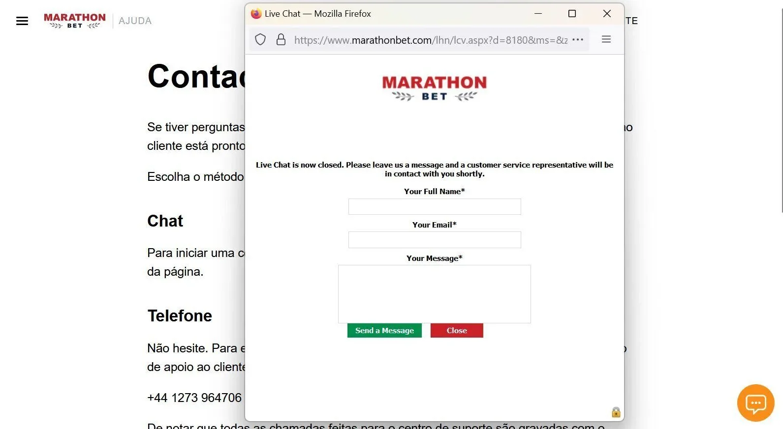 Chat da Marathonbet