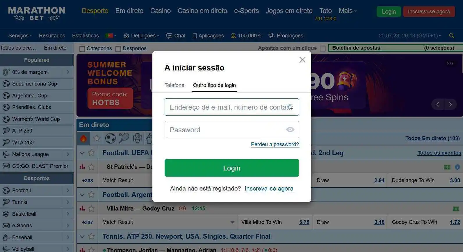 Como fazer um deposito Marathobet 1