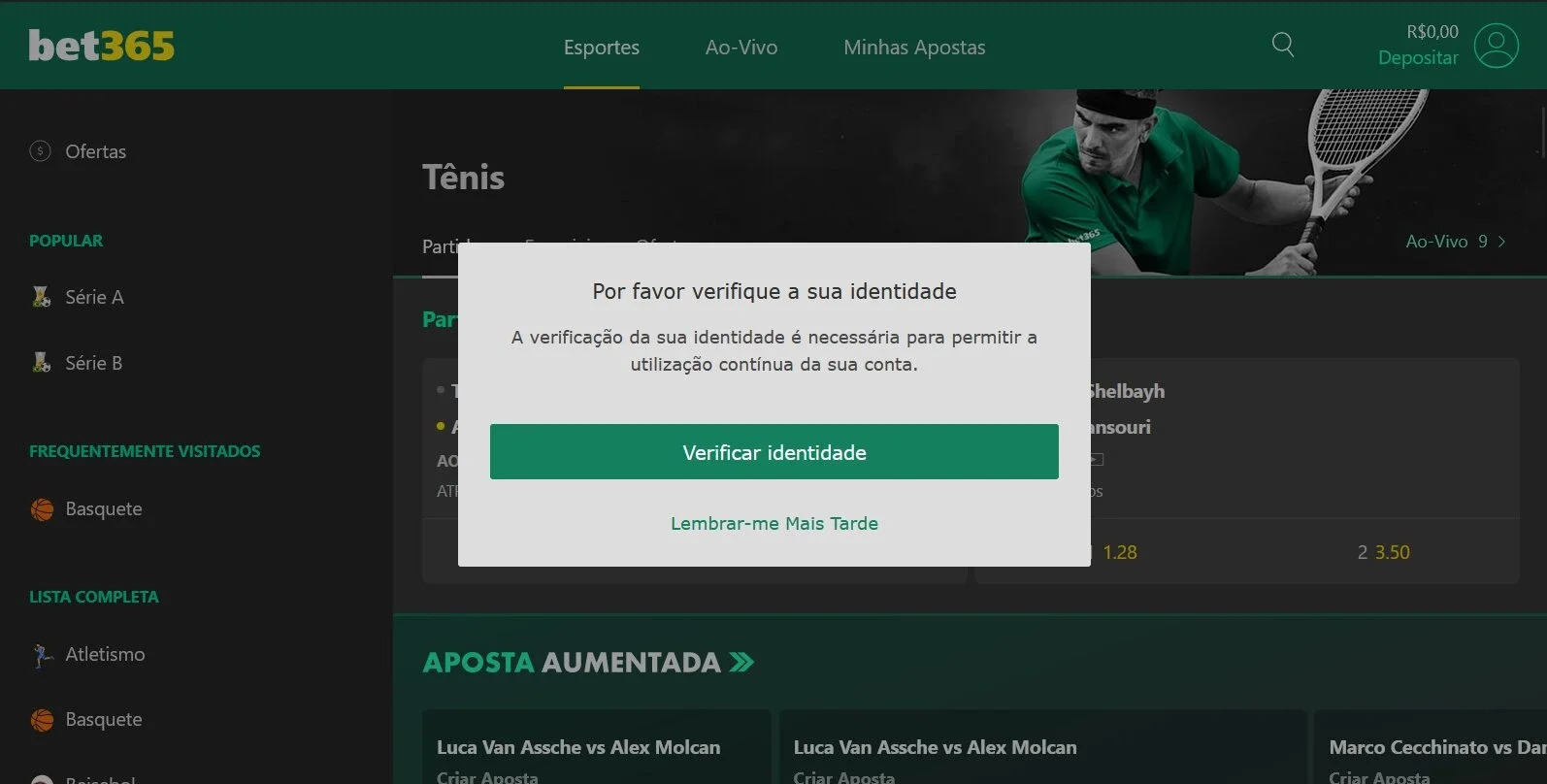 Como se cadastrar e apostar tenis 5