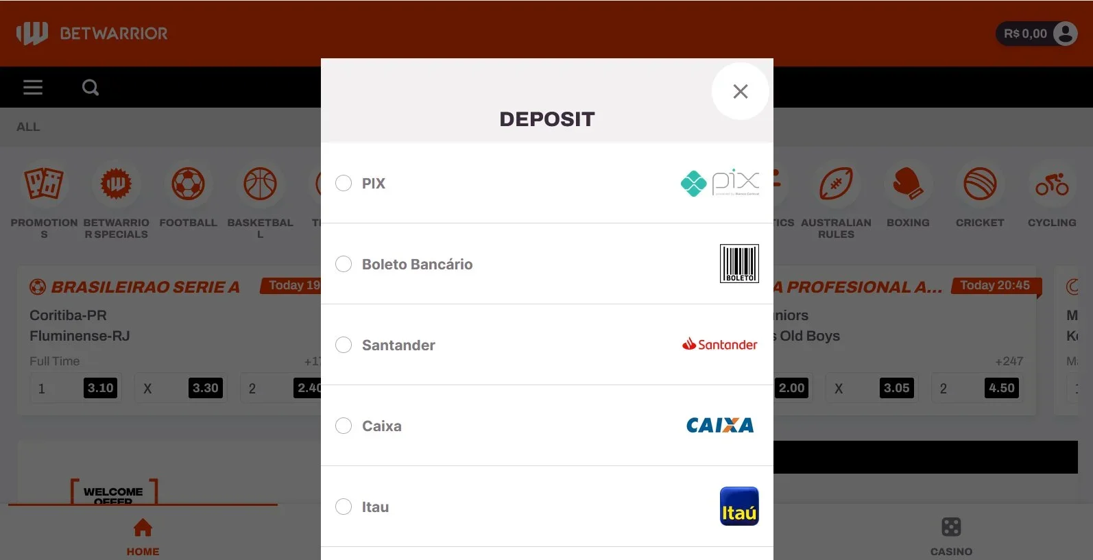 Como fazer deposito BetWarrior 4