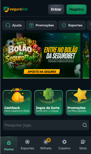 Página inicial da SeguroBet