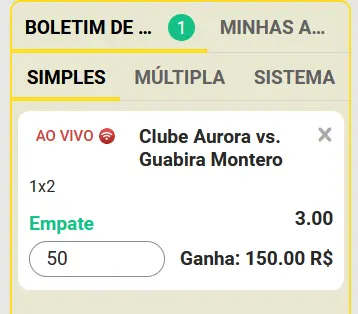 (Selecione o mercado de apostas de sua escolha clicando nas odds correspondentes. A seleção ficará em amarelo.)