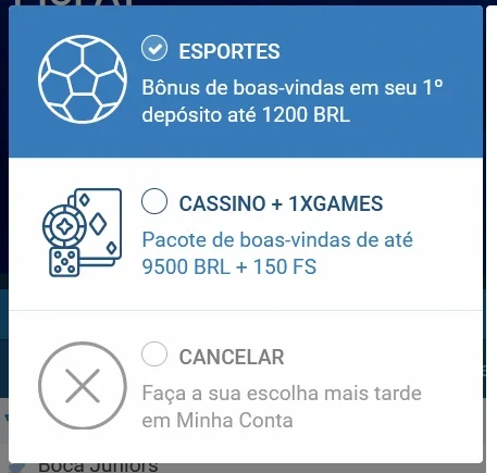 imagem bonus boas-vindas 1XBET