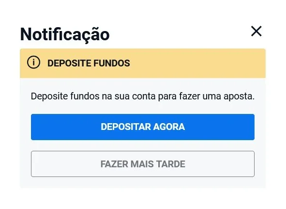 clique em Depositar Agora na Caixa de Diálogo