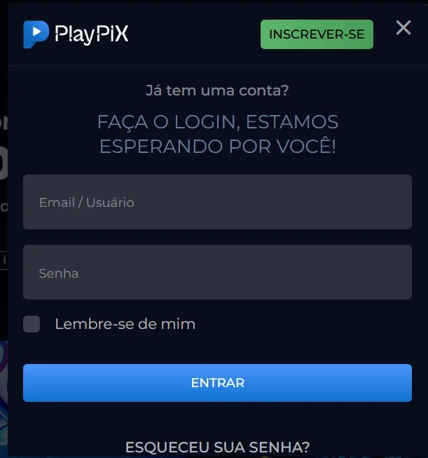 imagem login PLAYPIX