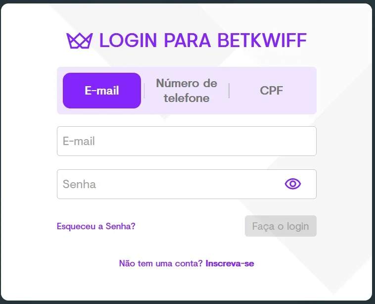 imagem faça login na Betkwiff