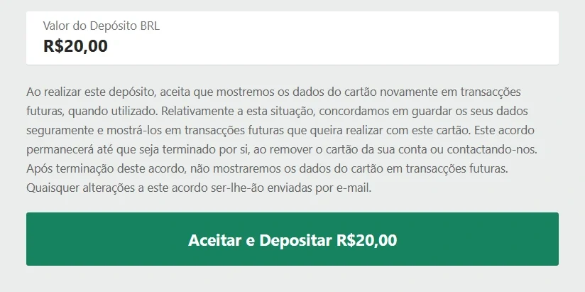 de depósito minimo Visa